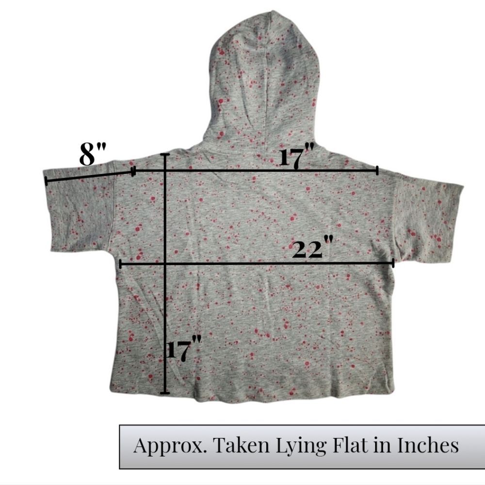 NWT Girls Crop Tops -Hoodie Gray Pink Speckled Size L Oversized Coupe Collection - Picture 8 of 8